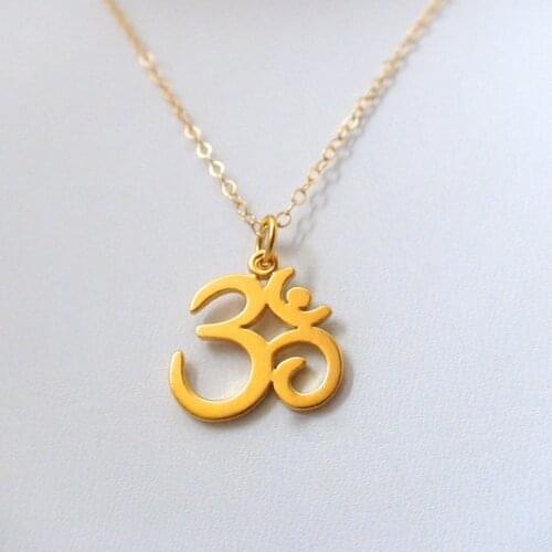 925 sterling silver yellow gold om yoga jewelry ohm pendant necklace 925 sterling silver