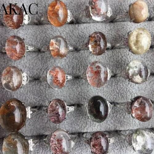 3rings Natural phantom quartz adjustable ring wholesale send randomly