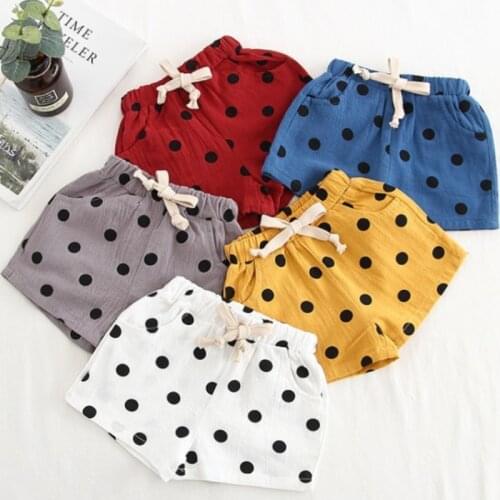 Childrens multicolor 2021 summer new 0-4 year old little girl wave point casual aby cotton linen pants