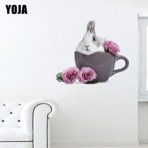YOJA 47×41.8CM Rose Bunny Modern Art Living Room Wall Stickers Fashion Creative Home Decoration 8WS0284