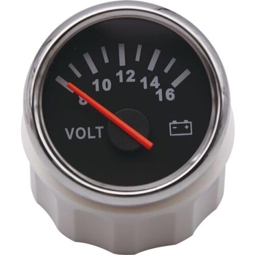 Stainless Steel Volt Meter Gauge 8-16 Volts 16-32V Boat Marine Voltmeter Auto Replacement Parts Gauges White 52mm Motorcycle