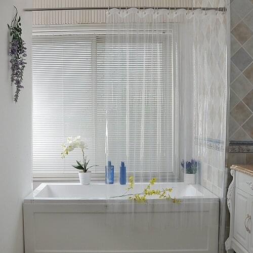 6 Sizes Shower Curtain Waterproof PEVA Transparent Thicken Bathing Shower Curtain Bathroom Clear Heavy Duty Curtains with Hooks