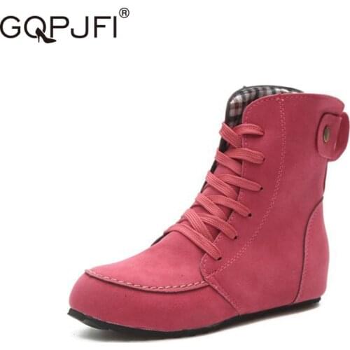 Female Autumn And WinterRetro Flat Womens ShoesFashion Ankle BootsLace Up Womens Bootscasual ShoesPlus Size Martin Boots