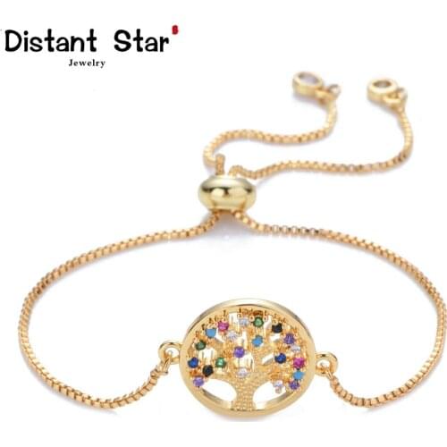 New womens rainbow life of tree bracelets&bangles jewelry cz zircon snake chain bracelet adjustable chain bracelet accessory