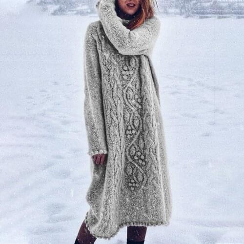 Womens Fashion Loose Long Sleeve Solid Color Knitted 2020 New Autumn and Winter Sweater Casual Sweater Dress Pullovers