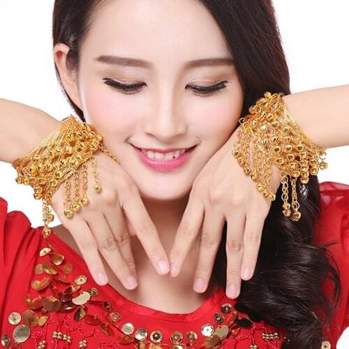 1pc Belly Dance Performance Metal Arm Chain Indian Dance Bell Wrist Band Bracelet Accessories Arm Ornament