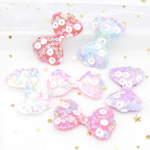 12Pcs Glitter Sequins Patches Bow Tie Appliques for Crafts Clothes Sewing Supplies Baby Headwear Hair Clips Band Accessories G36