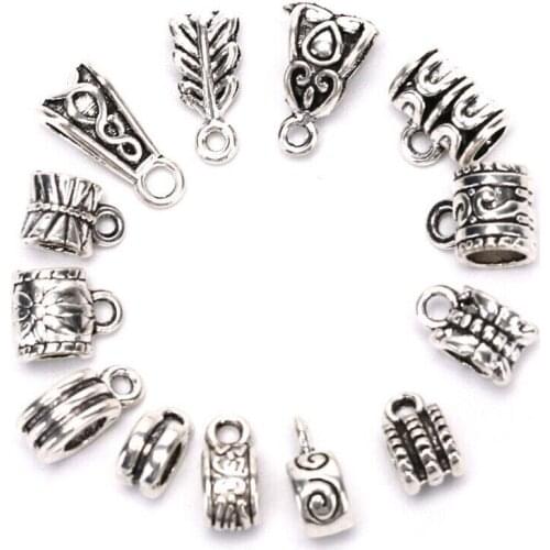 120Pcs Spacer Beads Bail DIY Jewelry Makin Metal Connectors Tube Beads Charms