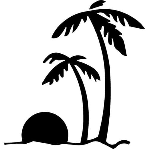 13.2*13.9CM Palm Trees At Sunset Personalized Car Stickers Interesting Motorcycle Vinyl Decals Black/Silver C7-1217