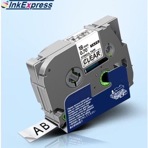 18mm STe 141 ste-141 Stencil Tape For Brother STe-141 Stencil Tape Black on Clear Label Tape For Brother P touch Label Maker