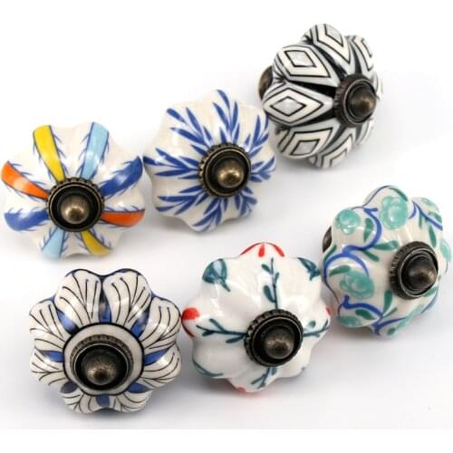 1x Hand Painted Children Room Furniture Door Handle DIA 41mm Pumpkin Ceramic Cabinet Cupboard Wardrobe Pulls Knobs