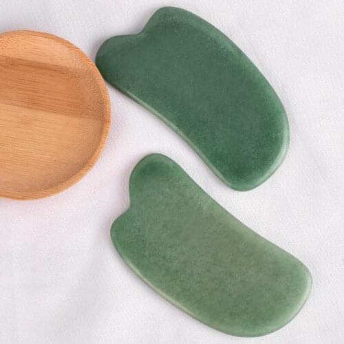 2pcs Natural Gua Sha Scratch Green Aventurine Crystal Stone Massage Tools Face Head Relax Facial Skin Muscle Traditional Therapy