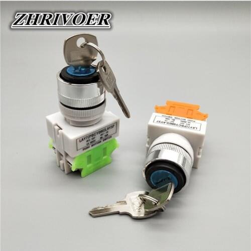 22mm LAY37-11Y2/LAY37-20Y3 2/3 Position Rotary Selector Key Switch Self-locking/Self-reset Knob Switch 10A/660V