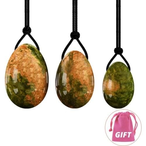 3 Sizes Yoni Eggs Natural Unakite Healing Stone Viginal Muscle Tightening Yoga Massage Ball Health Care Kegel Exerciser