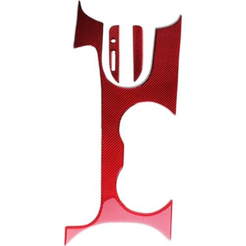 3Pcs Red Carbon Fiber Interior Front Gear Shift Panel Trim Cover Fit for Ford Mustang 2015 2016 2017 2018 2019 Left Hand Drive