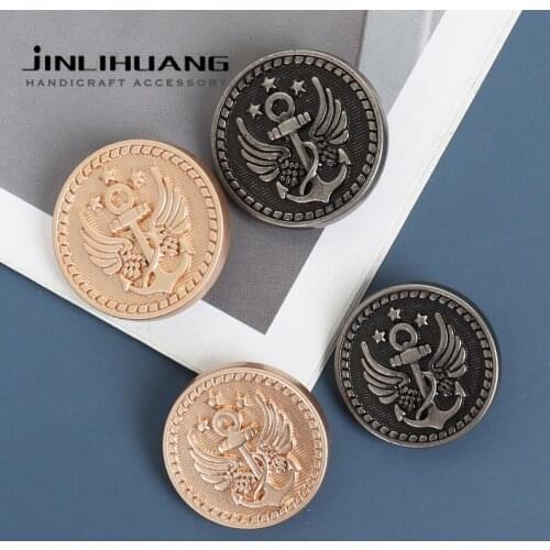 5Pcs Round Metal Button Retro Vintage Gold Black Shank For Clothes Decorative Buckle Garment Bag Sweater Coat Sewing Accessories