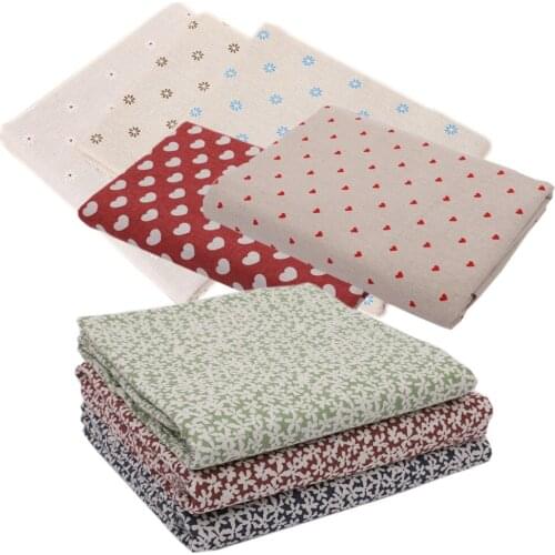 8pcs Printed Floral mini Daisy Pattern Linen Cotton Craft Fabric Bundle Patchwork Cloth DIY Handmade Bows Craft Cushion Material