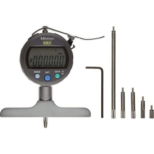 Mitutoyo 547-251 ABSOLUTE Digimatic LCD Depth Gauge, Indicator Type, 0-200mm Range, 0.001mm Graduation, +/-0.005mm Accuracy