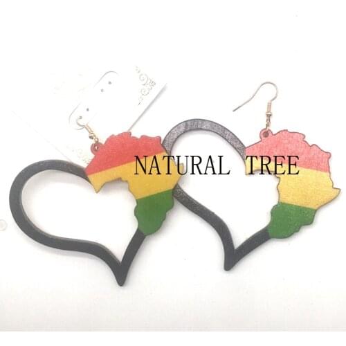 Free Shipping!i love Africa Wood Earrings