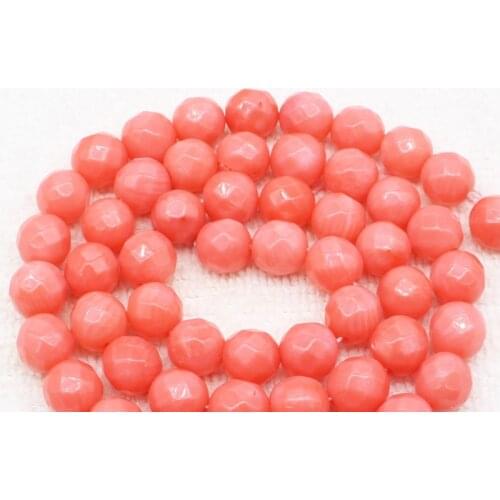 Free shipping , wholesale 52pcs ,7mm Pink coral Faceted Round loose beads,Min.Order $10, provide mixed wholesale for all items