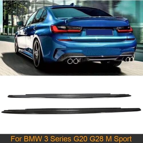 Gloss Black Car Side Skirts Body Kits for BMW 3 Series G20 G28 M Sport 2019 2020 Door Side Skirts Extensions Lip ABS Carbon Look