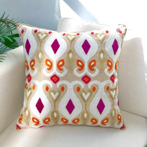 Home Decor Cushion Cover Embroidery Colorful Floral Ethnic Tassels Boho Style Pillow Cover 30x60cm
