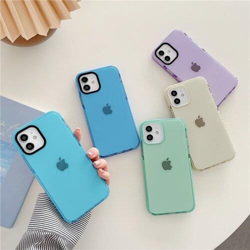 Fluorescent Silicone Back Cover for iPhone 11Pro Max iPhone 11 Shockproof Phone Case Clear iPhone 7 8 Plus 12 mini X XR XSMax