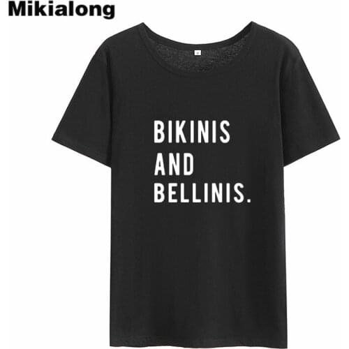 Mikialong Bellinis Printed Tumblr T Shirt Women 2018 Summer Black Streetwear Camiseta Feminina Basic Tshirts Cotton Women Tops
