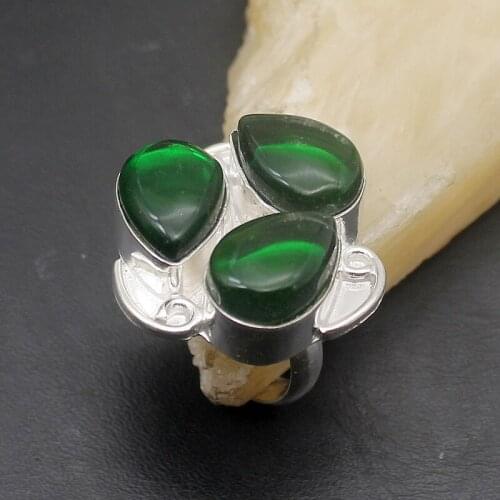 Hermosa Delicate Teardrop Green MysticTopaz Charms Band Ring Size 7 A928