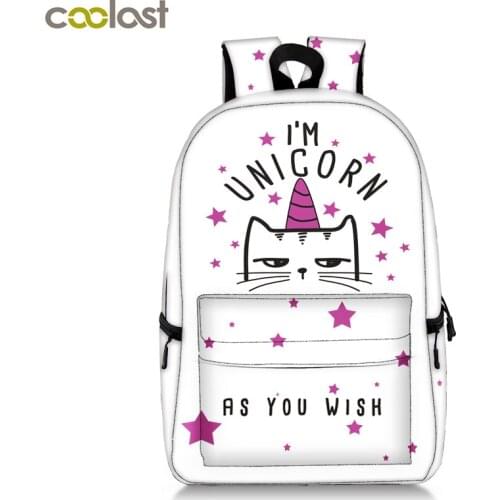 Kawaii Kitten Unicorn Backpack For Teenage Girls Cartoon Cat Children School Bags Women Travel Backpack Kids Book Bag Best Gift