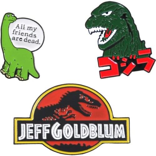 2pcs Kawaii Dinosaur Brooches Metal Lapel Pins Western Pop Animal Badges for Woman Man Garment Bag Decoration Accessories