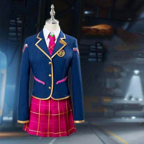Game OW D.VA Cosplay Costume Academy DVA Cosplay Costumes Hana Song Girl School Uniform Women Outfit Shirt Jacket Skirt