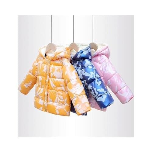 2021 Autumn and Winter New Childrens Down Jacket Boys and Girls Camouflage Padded Jacket Childrens Boys Hooded Jacket Coats