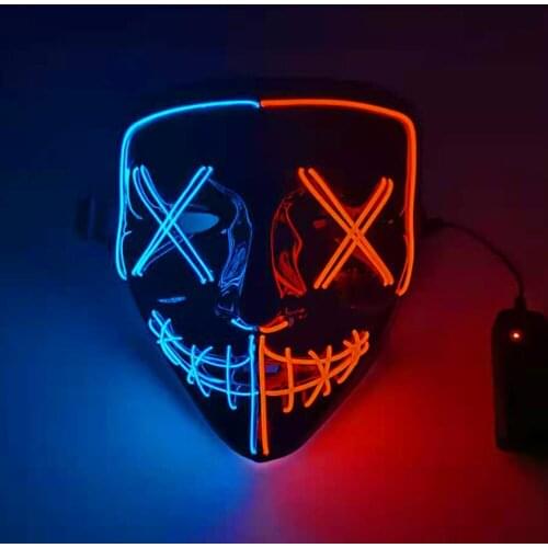 HOT Funny EL Luminous Horror Face Mouth Women Men Cosplay Grimace Masks Masquerade Party Adult Student 8-14 Children Xmas Mask