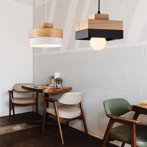 LuKLoy Wood Pendant Lights LED Kitchen Lights LED Lamp Bedside Hanging Lamp Ceiling Lamps Bedroom Living Room Lighting Fixtures