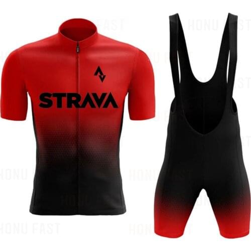NEW Strava Team 2022 Men Summer Cycling Jersey Set Bike Short Sleeve MTB Sport Cycling Clothing Ropa maillot ciclismo hombre Kit