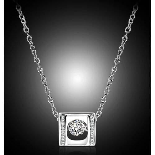 Creative Cool Zircon Square Pendant Necklace For Women Necklaces & Pendants Silver color Jewelry Charms Jewellery Choker