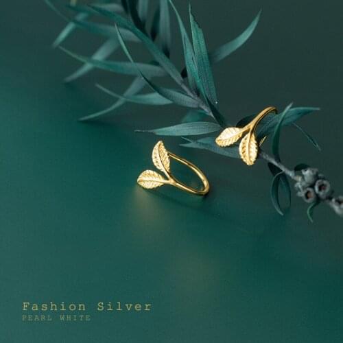 Real. 925 Sterling Silver ear-bone Leaf Ear Stud Earrings Jewelry C-G9109