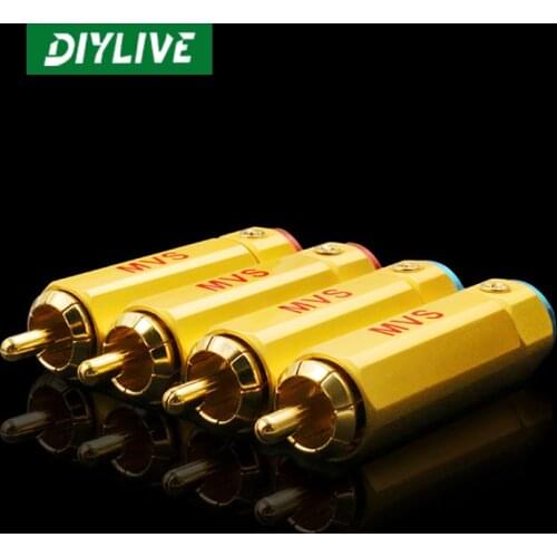 DIYLIVE MVS Pure Copper Gold Plated RCA Plated Self-locking Lotus Plug Fever Audio Sound Signal Lotus Plug