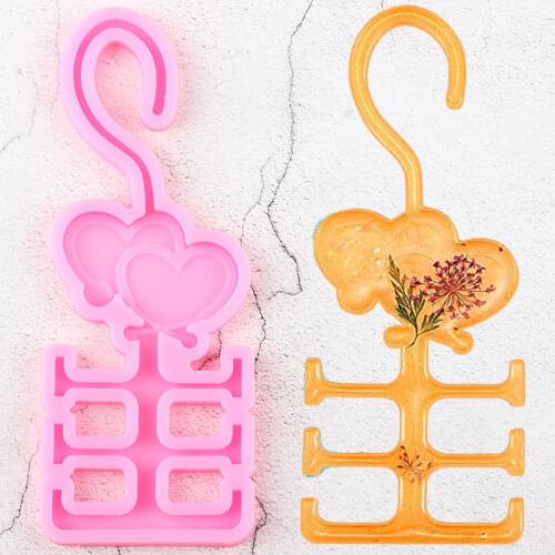 DIY Heart Stethoscope Car Hanger Silicone Hook Up Mold Storage Hook Hanger Epoxy Resin Molds Jewelry Making Keychain Moulds
