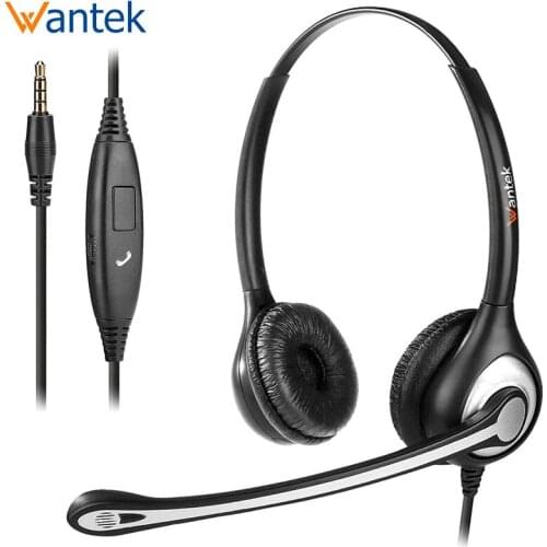 Wantek A602J35 Noise Headphone 3.5mm Phone Headset for iPhone Samsung Galaxy Huawei Xiaomi Mobile Phone iPad Laptop Mac PC Skype