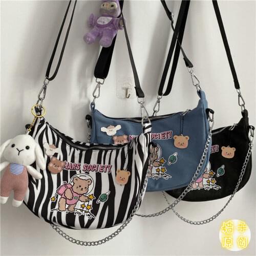 Baguette Bag Women 2021 Shoulder with Print Crossbody Anime Female Handbags Fashion Canvas Clutch Lolita Japanese Dumplings