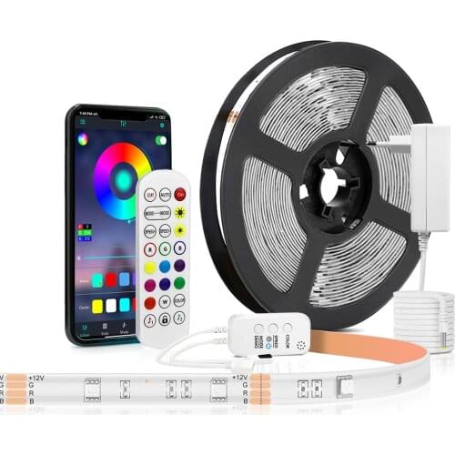 LED Strip Lights DC 12V Bluetooth WiFi Control Flexible Ribbon Smart Luces Lamps Set Night Light String For Room Kitchen Garden