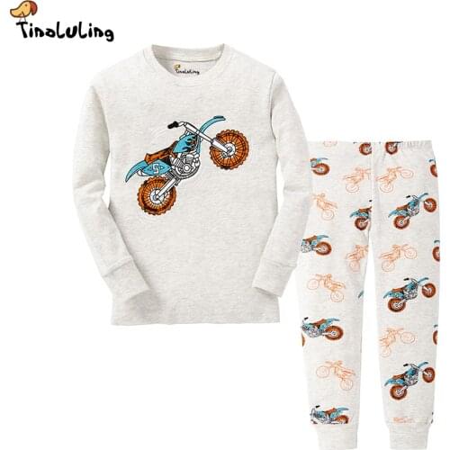 TINOLULING 21 Design Kids Motorcycle Pajamas Sets Boys Dinosaur Sleepwear Girls Pyjamas Baby Cars Pijamas Children Nightwear