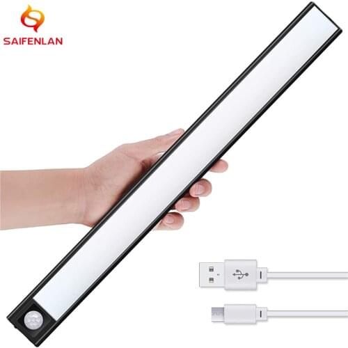 Ultra-thin USB LED Cabinet Lighting 3 Modes PIR Motion Sensor LED Rechargeable Aluminum Wireless Kitchen Cabinets Light Lighting