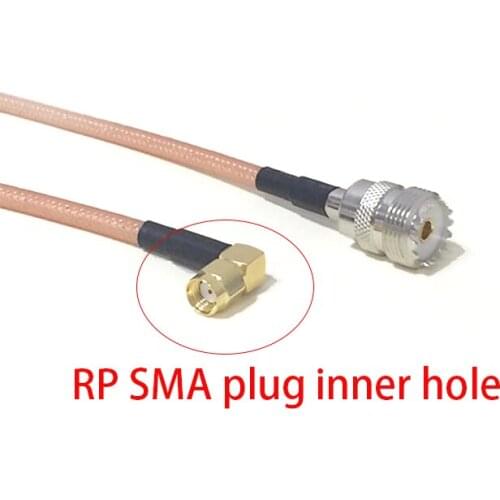 High-quality low-attenuation UHF Female Jack SO239 Switch RP-SMA Right Angle Male Plug pigtail cable RG142 50CM 20" Adapter
