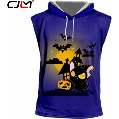 CJLM Happy Halloween Man Funny Vest 3D Printed Bat Pumpkin Mens Animal Polyester Hooded Tank Top Free Shipping Clothing
