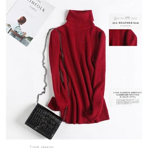 Womens Turtleneck Sweater Autumn Winter Female Long Sleeve Turn Down Collar Feshion Korean Style Thicked One Size Bottoming Top