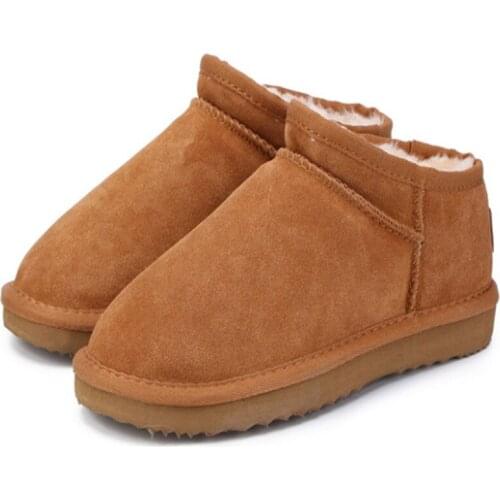 Winter Vrouwen Enkel Snowboots Lederen Dame Schoenen Bont Laarzen Warme Pluche Waterdichte Meisjes Booties Flats