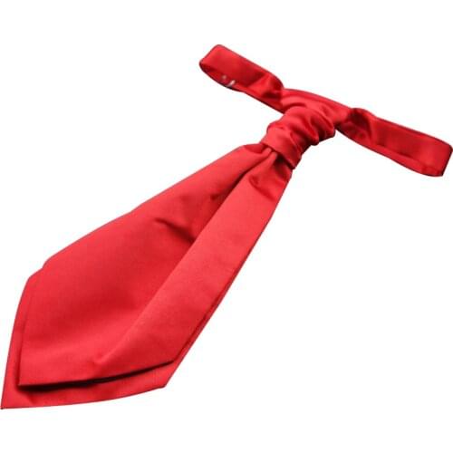 Ikepeibao Mens Fashion Red Pre-tied Cravat, Matching Hanky Pocket Square Available 1 set